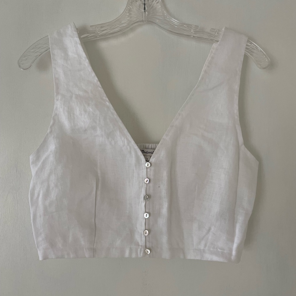 Madewell Linen Gwen Crop Vest Top **NWOT**